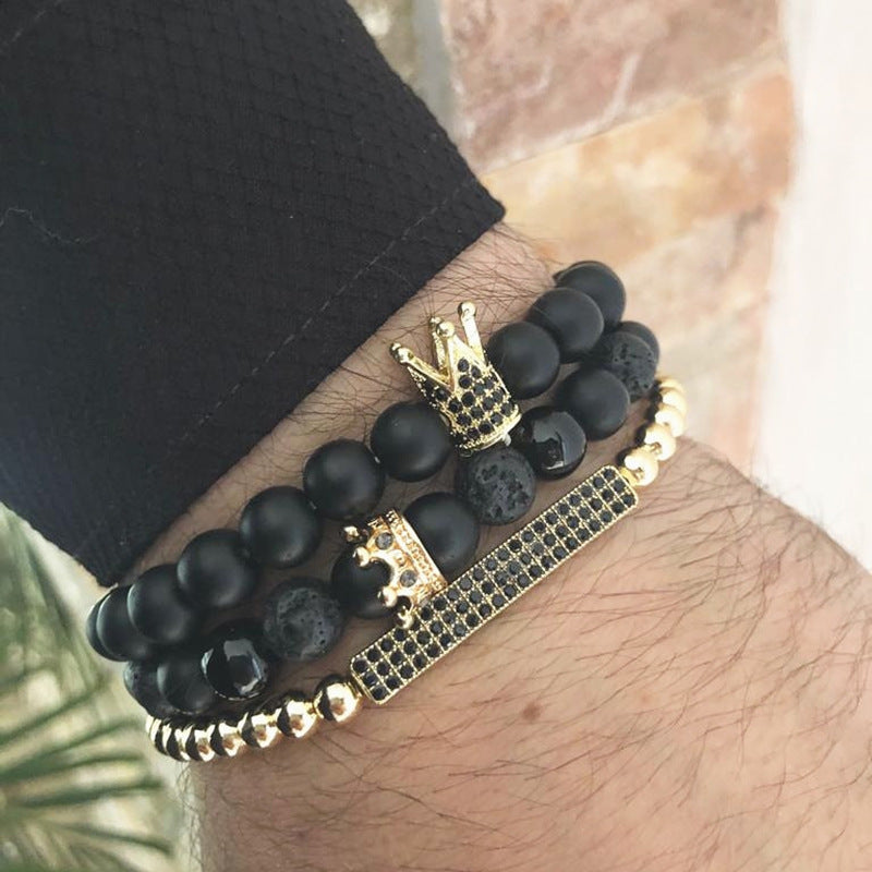 Ensemble De Bracelets En Perles De Pierre Pour Hommes