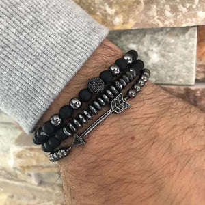 Ensemble De Bracelets En Perles De Pierre Pour Hommes