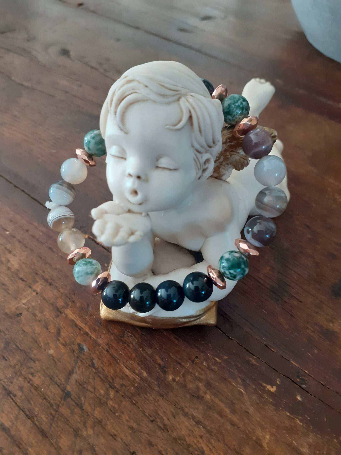 Bracelets agate, agate mousse et œil de tigre